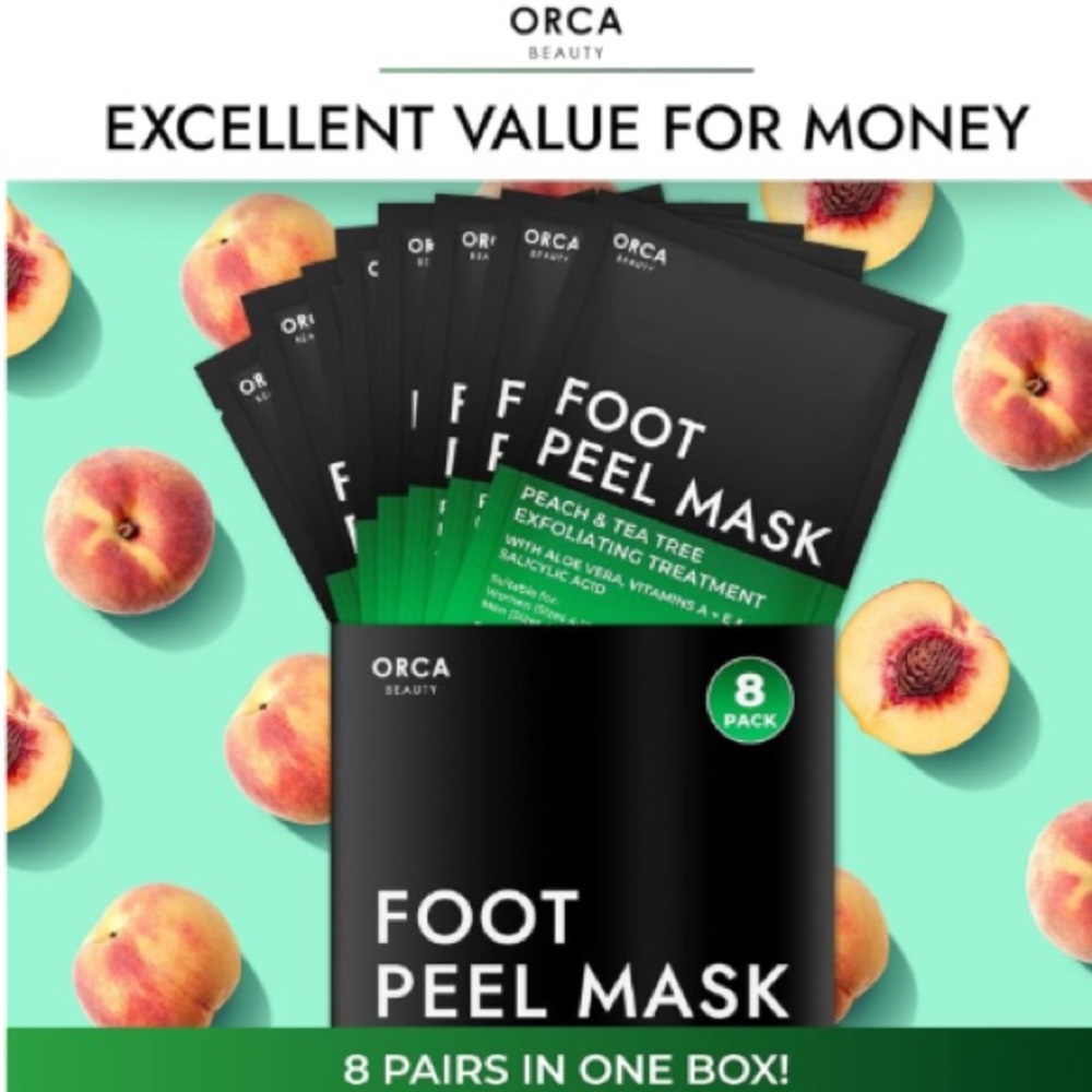 Orca Beauty Foot Peel Mask, New in Box, Pais of (8)